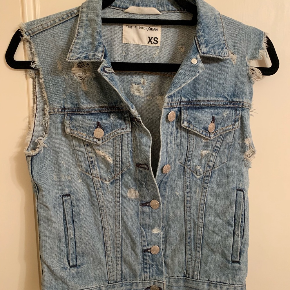 Rag & Bone Distress Denim Vest, Size XS